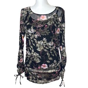 INC International Concepts Black Floral Blouse